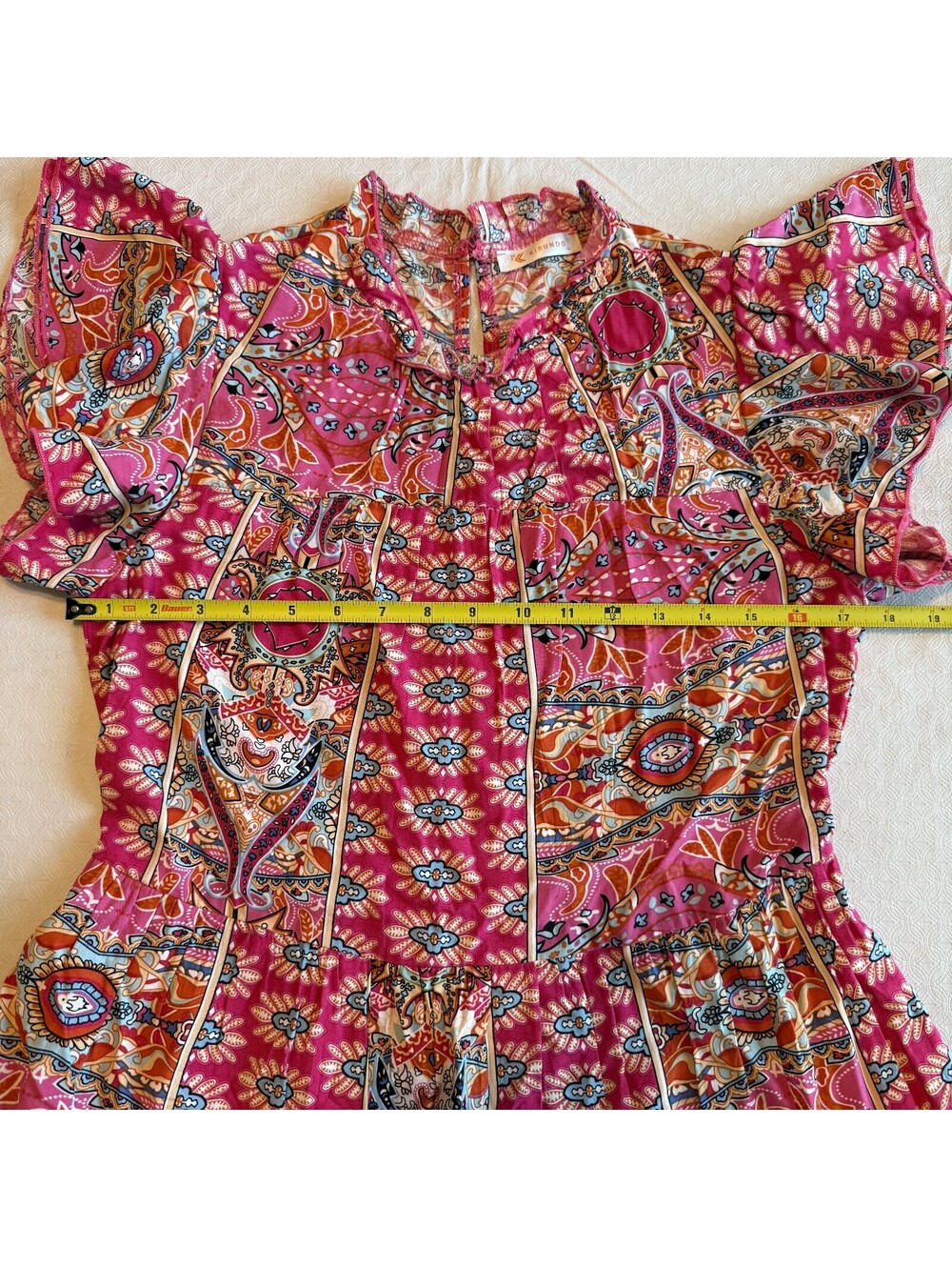 Kirundo Pink Patterned Viscose Dress with Ruffle Detail S - Picture 6 of 8